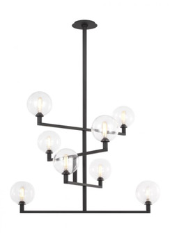 The Gambit 8-Light Damp Rated Dimmable Ceiling Chandelier in Nightshade Black (7355|700GMBCB)
