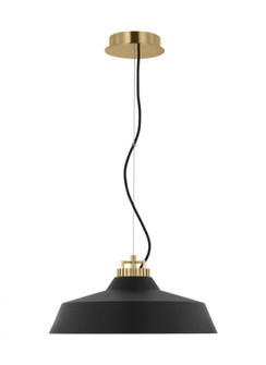 The Forge Large Short 1-Light Damp Rated Integrated Dimmable LED Ceiling Pendant in Natural Brass (7355|SLPD12827BNB)