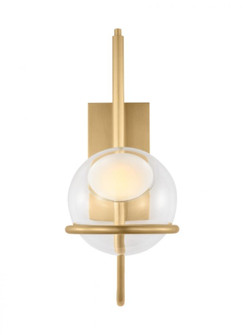 The Crosby Medium Damp Rated 1-Light Integrated Dimmable LED Wall Sconce in Natural Brass (7355|700WSCRBY18NB-LED927-277)