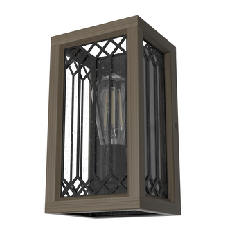 Hunter Chevron Rustic Iron and French Oak with Seeded Glass 1 Light Sconce Wall Light Fixture (4797|19971)