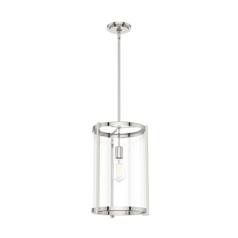 Hunter Astwood Polished Nickel with Clear Glass 1 Light Pendant Ceiling Light Fixture (4797|19950)