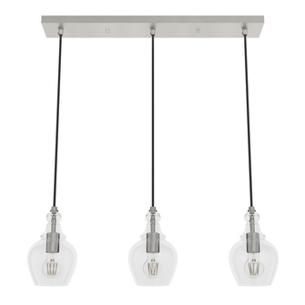 Hunter Maple Park Brushed Nickel with Clear Glass 3 Light Pendant Cluster Ceiling Light Fixture (4797|19901)