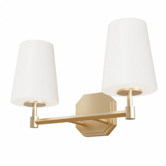 Hunter Nolita Alturas Gold with Cased White Glass 2 Light Bathroom Vanity Wall Light Fixture (4797|19880)