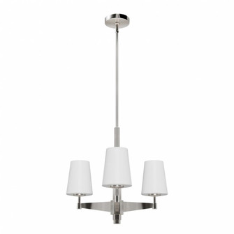 Hunter Nolita Brushed Nickel with Cased White Glass 3 Light Chandelier Ceiling Light Fixture (4797|19877)