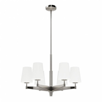 Hunter Nolita Brushed Nickel with Cased White Glass 6 Light Chandelier Ceiling Light Fixture (4797|19875)