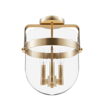 Hunter Karloff Brushed Nickel with Clear Glass 3 Light Flush Mount Ceiling Light Fixture (4797|19836)