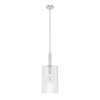Hunter Gatz Brushed Nickel with Clear Glass 1 Light Pendant Ceiling Light Fixture (4797|19790)