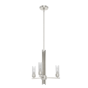 Hunter Gatz Brushed Nickel with Clear Glass 3 Light Chandelier Ceiling Light Fixture (4797|19782)