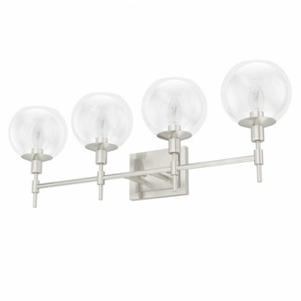 Hunter Xidane Brushed Nickel with Clear Glass 4 Light Bathroom Vanity Wall Light Fixture (4797|19766)