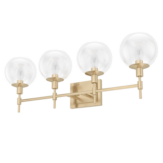 Hunter Xidane Alturas Gold with Clear Glass 4 Light Bathroom Vanity Wall Light Fixture (4797|19765)