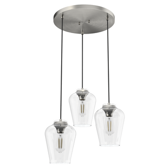 Hunter Vidria Brushed Nickel with Clear Glass 3 Light Pendant Cluster Ceiling Light Fixture (4797|19727)