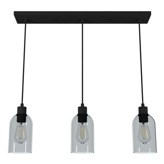 Hunter Lochemeade Natural Black Iron with Smoked Glass 3 Light Pendant Cluster Ceiling Light Fixture (4797|19717)