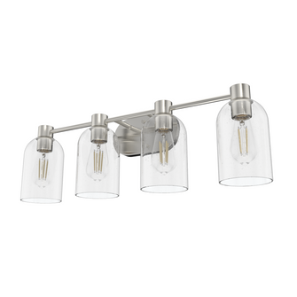 Hunter Lochemeade Brushed Nickel with Seeded Glass 4 Light Bathroom Vanity Wall Light Fixture (4797|19710)