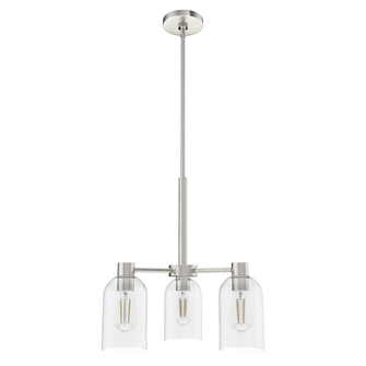 Hunter Lochemeade Brushed Nickel with Seeded Glass 3 Light Chandelier Ceiling Light Fixture (4797|19706)