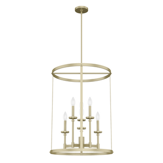 Hunter Briargrove Modern Brass 6 Light Chandelier Ceiling Light Fixture (4797|19699)