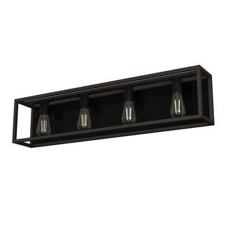 Hunter Squire Manor Matte Black and Dark Ash 4 Light Bathroom Vanity Wall Light Fixture (4797|19675)