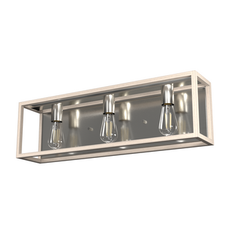 Hunter Squire Manor Brushed Nickel and Bleached Wood 3 Light Bathroom Vanity Wall Light Fixture (4797|19674)