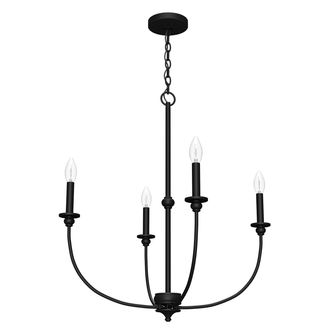 Hunter Southcrest Flat Matte Black 4 Light Chandelier Ceiling Light Fixture (4797|19636)