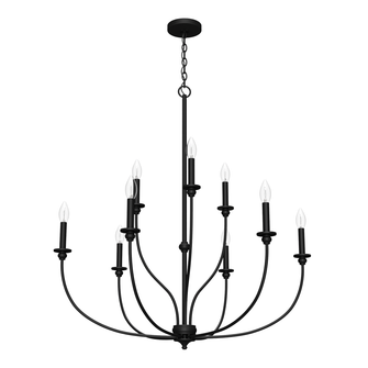 Hunter Southcrest Flat Matte Black 9 Light Chandelier Ceiling Light Fixture (4797|19632)