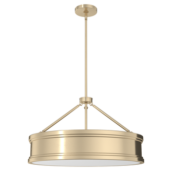 Hunter Capshaw Alturas Gold with Painted Cased White Glass 6 Light Pendant Ceiling Light Fixture (4797|19613)