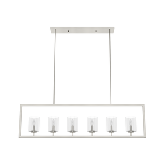 Hunter Kerrison Brushed Nickel with Seeded Glass 6 Light Chandelier Ceiling Light Fixture (4797|19549)