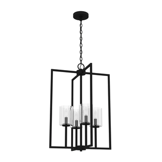 Hunter Kerrison Natural Black Iron with Seeded Glass 4 Light Pendant Ceiling Light Fixture (4797|19540)