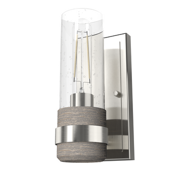 Hunter River Mill Brushed Nickel and Gray Wood with Seeded Glass 1 Light Sconce Wall Light Fixture (4797|19463)