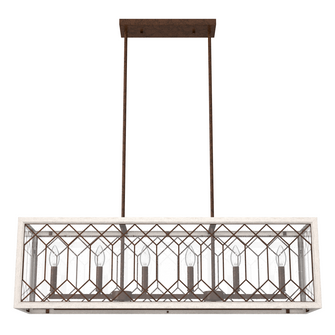 Hunter Chevron Textured Rust and Distressed White with Seeded Glass 6 Light Chandelier Ceiling Light (4797|19374)