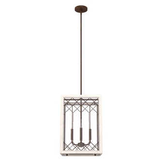 Hunter Chevron Textured Rust and Distressed White with Seeded Glass 4 Light Pendant Ceiling Light Fi (4797|19372)