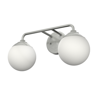 Hunter Hepburn Brushed Nickel with Cased White Glass 2 Light Bathroom Vanity Wall Light Fixture (4797|19168)