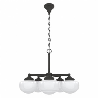 Hunter Saddle Creek Noble Bronze with Cased White Glass 5 Light Chandelier Ceiling Light Fixture (4797|19361)