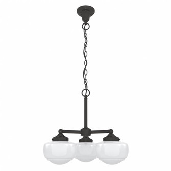 Hunter Saddle Creek Noble Bronze with Cased White Glass 3 Light Chandelier Ceiling Light Fixture (4797|19357)