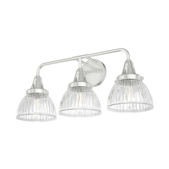 Hunter Cypress Grove Brushed Nickel with Clear Holophane Glass 3 Light Bathroom Vanity Wall Light Fi (4797|19353)