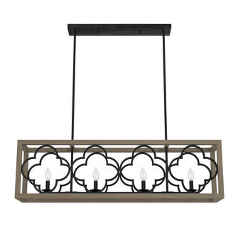 Hunter Gablecrest French Oak and Rustic Iron 4 Light Chandelier Ceiling Light Fixture (4797|19099)