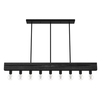 Hunter Donelson Natural Black Iron and Dark Ash 9 Light Chandelier Ceiling Light Fixture (4797|19059)