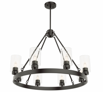 Hunter Hartland Noble Bronze with Seeded Glass 8 Light Chandelier Ceiling Light Fixture (4797|19011)