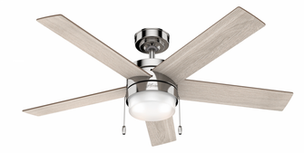 Hunter 52 inch Claudette Polished Nickel Ceiling Fan with LED Light Kit and Pull Chain (4797|59621)