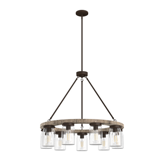 Hunter Devon Park Onyx Bengal and Barnwood with Clear Glass 9 Light Chandelier Ceiling Light Fixture (4797|19245)
