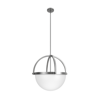 Hunter Wedgefield Brushed Nickel with Frosted Cased White Glass 4 Light Pendant Ceiling Light Fixtur (4797|19237)