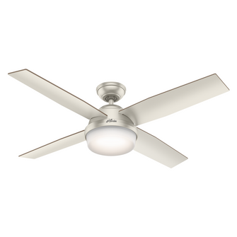 Hunter 52 inch Dempsey Matte Nickel Damp Rated Ceiling Fan with LED Light Kit and Handheld Remote (4797|59450)