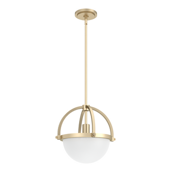 Hunter Wedgefield Alturas Gold with Frosted Cased White Glass 1 Light Pendant Ceiling Light Fixture (4797|19234)