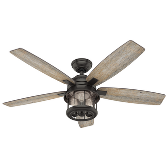 Hunter 52 inch Coral Bay Noble Bronze Damp Rated Ceiling Fan with LED Light Kit and Handheld Remote (4797|59420)