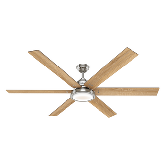 Hunter 70 inch Warrant Brushed Nickel Ceiling Fan with LED Light Kit and Wall Control (4797|59398)