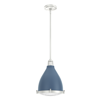 Hunter Bluff View Indigo Blue and Brushed Nickel with Clear Holophane Glass 1 Light Pendant Ceiling (4797|19220)