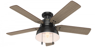 Hunter 52 inch Mill Valley Matte Black Low Profile Damp Rated Ceiling Fan with LED Light Kit and Pul (4797|59310)