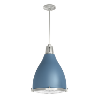 Hunter Bluff View Indigo Blue and Brushed Nickel with Clear Holophane Glass 3 Light Pendant Ceiling (4797|19214)