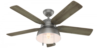 Hunter 52 inch Mill Valley Matte Silver Damp Rated Ceiling Fan with LED Light Kit and Pull Chain (4797|59308)