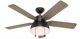 Hunter 52 inch Mill Valley Matte Black Damp Rated Ceiling Fan with LED Light Kit and Pull Chain (4797|59307)