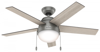 Hunter 46 inch Anslee Matte Silver Ceiling Fan with LED Light Kit and Pull Chain (4797|59267)