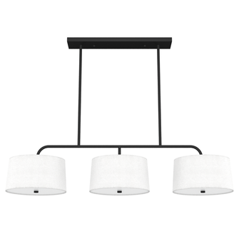 Hunter Cottage Hill Natural Black Iron and Off White Linen with Frosted Glass 6 Light Chandelier Cei (4797|19181)